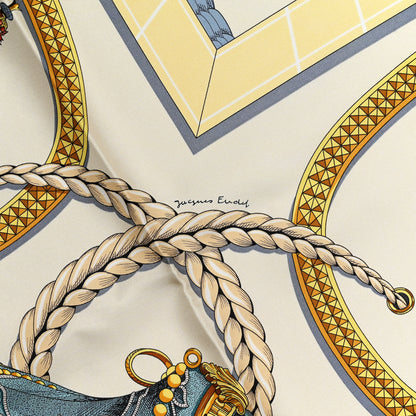 Hermes Silk Grand Apparat Scarf 90 Creme Gold Multicolor 4 of 6