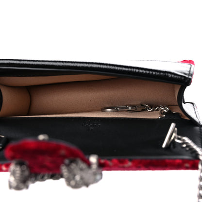 Gucci Velvet GG Monogram Super Mini Dionysus Shoulder Bag Red Cipria Black 5 of 8