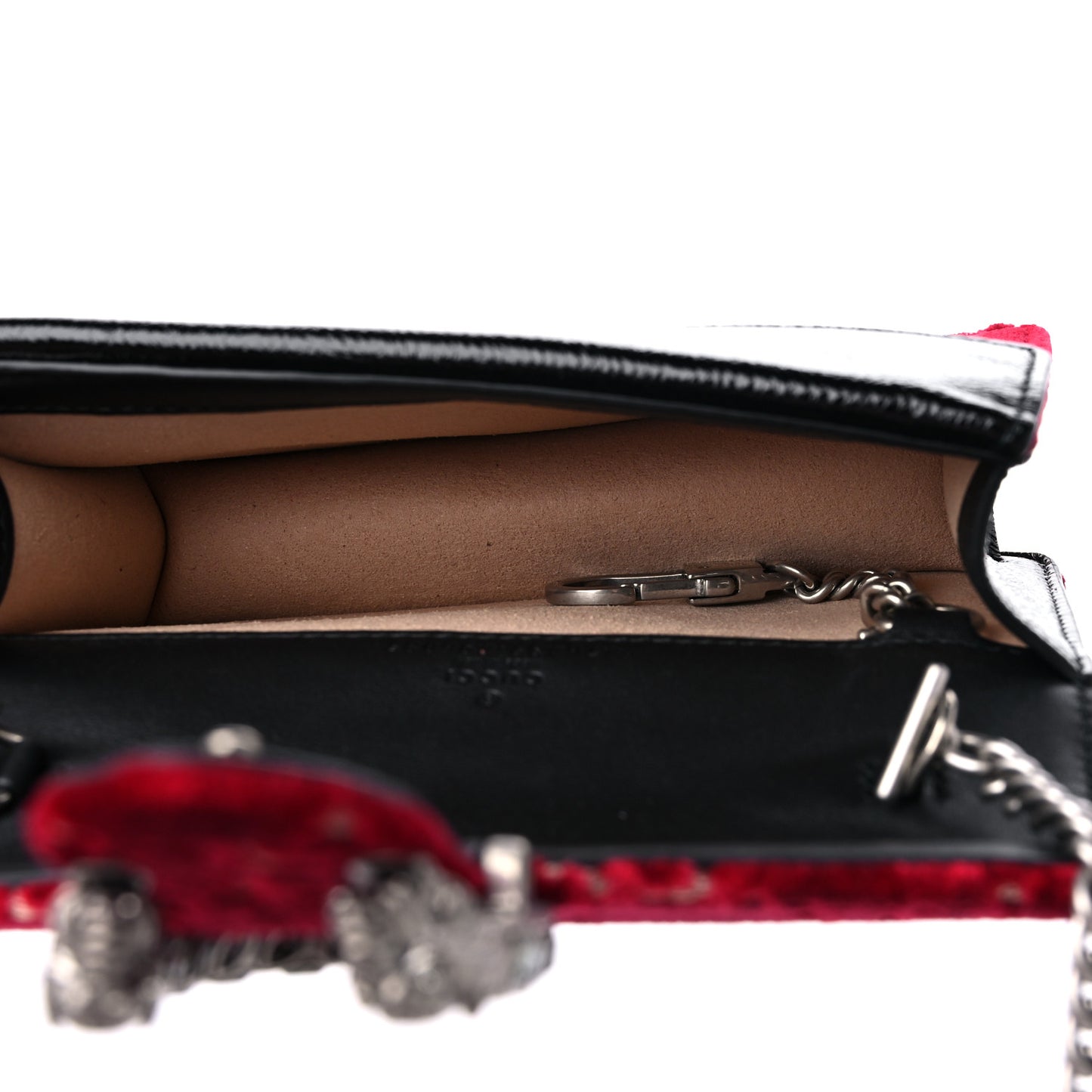 Velvet GG Monogram Super Mini Dionysus Shoulder Bag Red Cipria Black