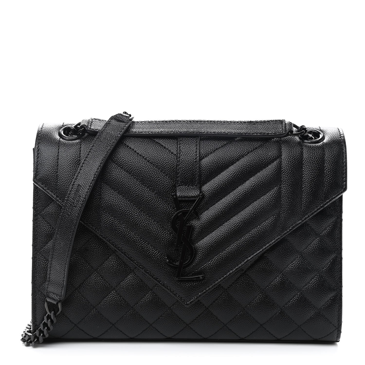 Saint Laurent Grain De Poudre Textured Mixed Matelasse Triquilt Medium Monogram Satchel Black 1 of 9