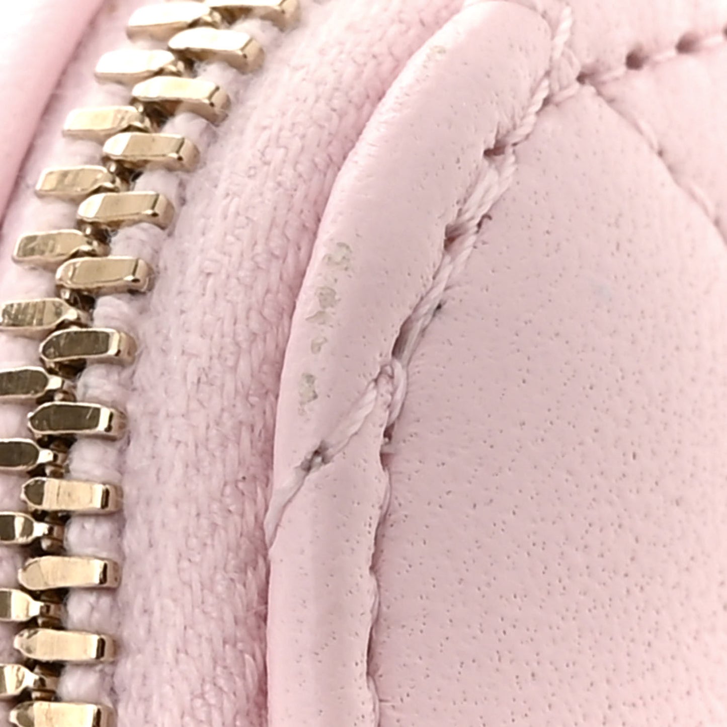 Lambskin Quilted Mini Vanity Case With Pearl Chain Light Pink