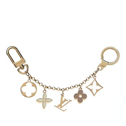 Louis Vuitton Brass Enamel Fleur De Monogram Bag Charm Chain Gold 1 of 11