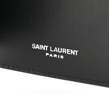 Saint Laurent Shiny Calfskin Tiny Cassandre Bill Clip Wallet Black 6 of 7