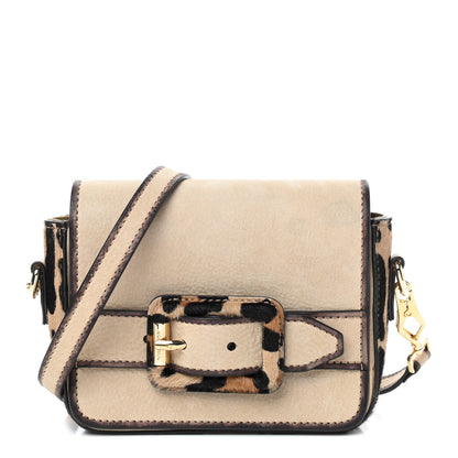 Burberry Suede Calf Hair Leopard Print Buckled Crossbody Bag 1 of 9