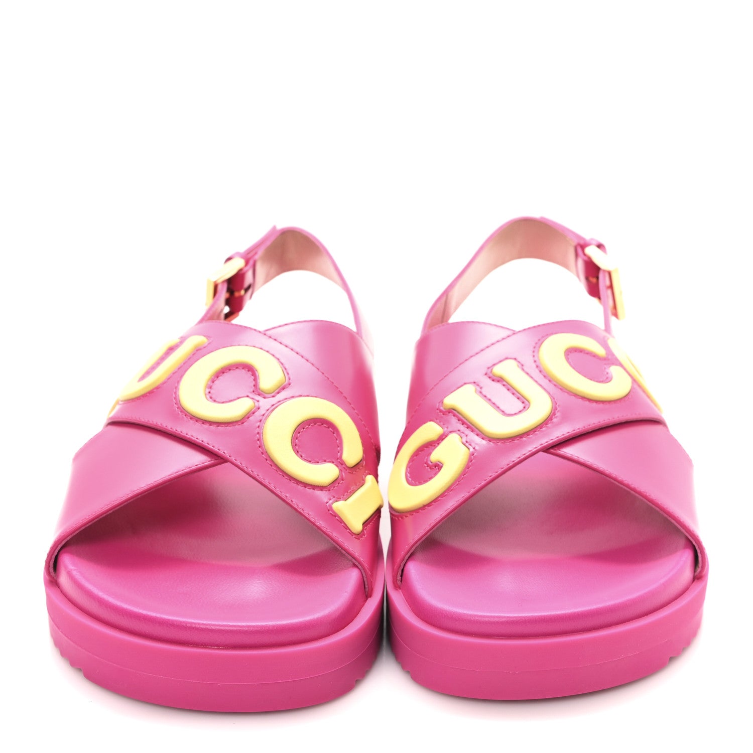Gucci Calfskin Elizabeth Nappa Charlotte Logo Slingback Sandals 36.5 Fancy Fuchsia 3 of 9
