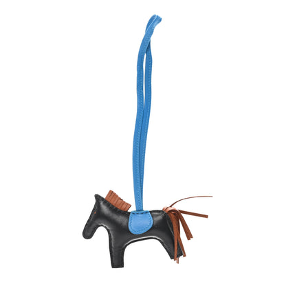 Hermes Milo Lambskin Grigri Rodeo Horse Bag Charm PM Black Gold Bleu Zanzibar 1 of 4