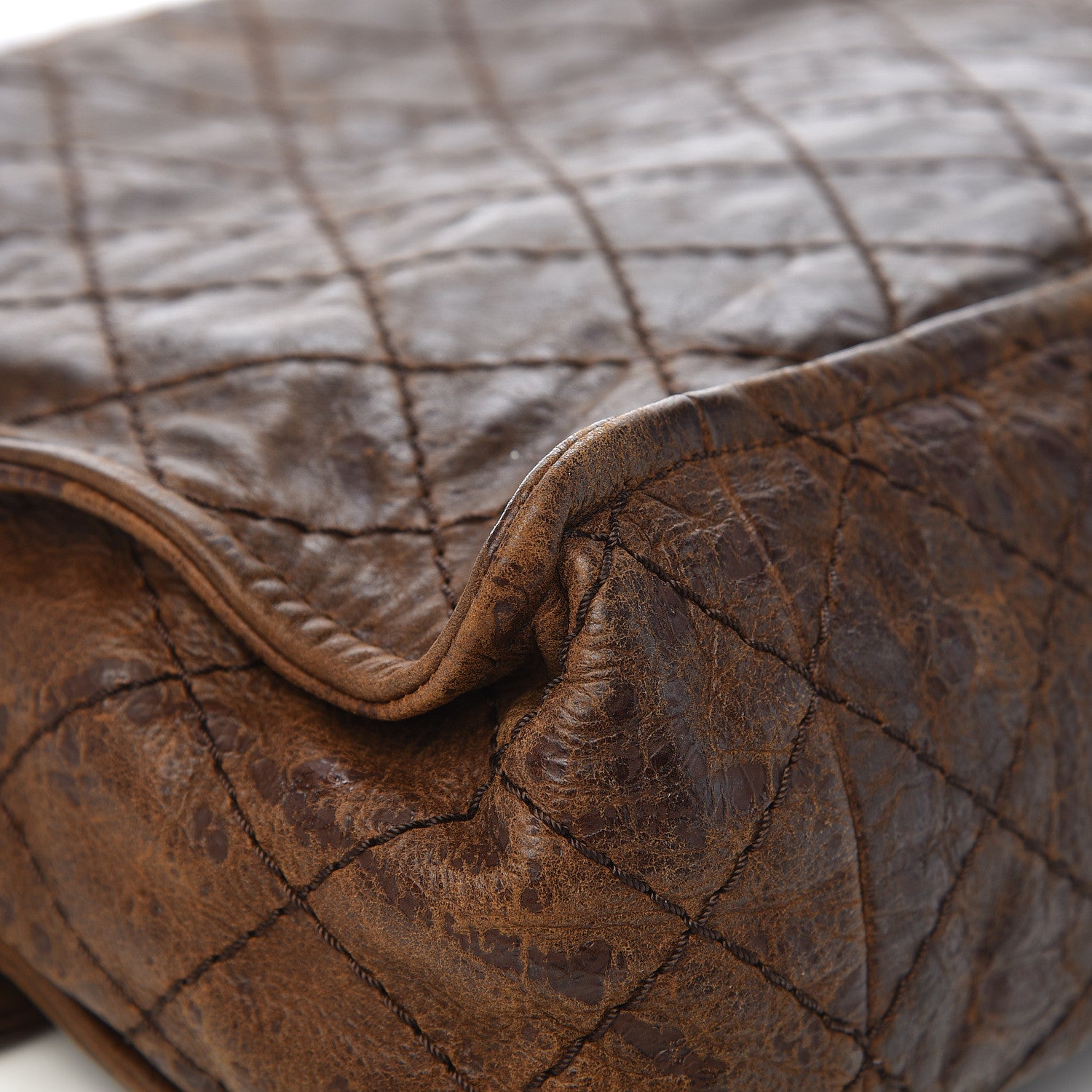 Chanel Aged Crumpled Calfskin Vintage Flap Brown 11 of 17