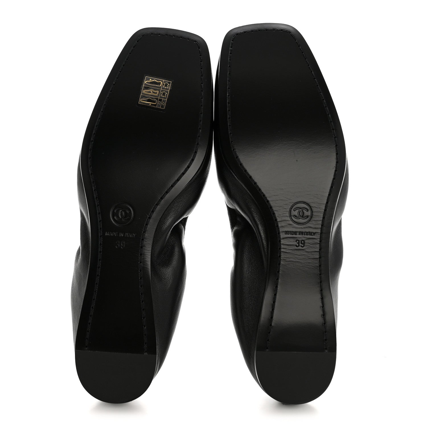 Chanel Lambskin CC Turnlock Ballerina Flats 39 Black White 6 of 10
