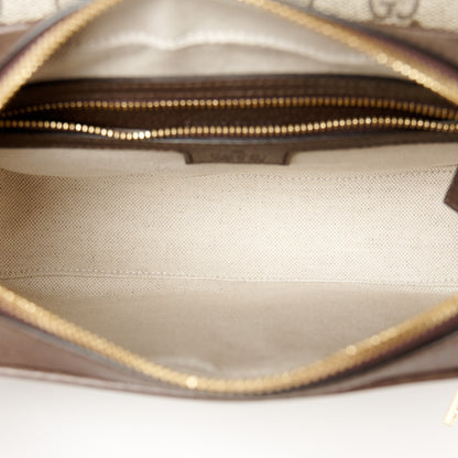 Gucci GG Supreme Monogram Textured Dollar Calfskin Web Studded Mini Ophidia Flap Shoulder Bag Beige Ebony New Acero 5 of 11