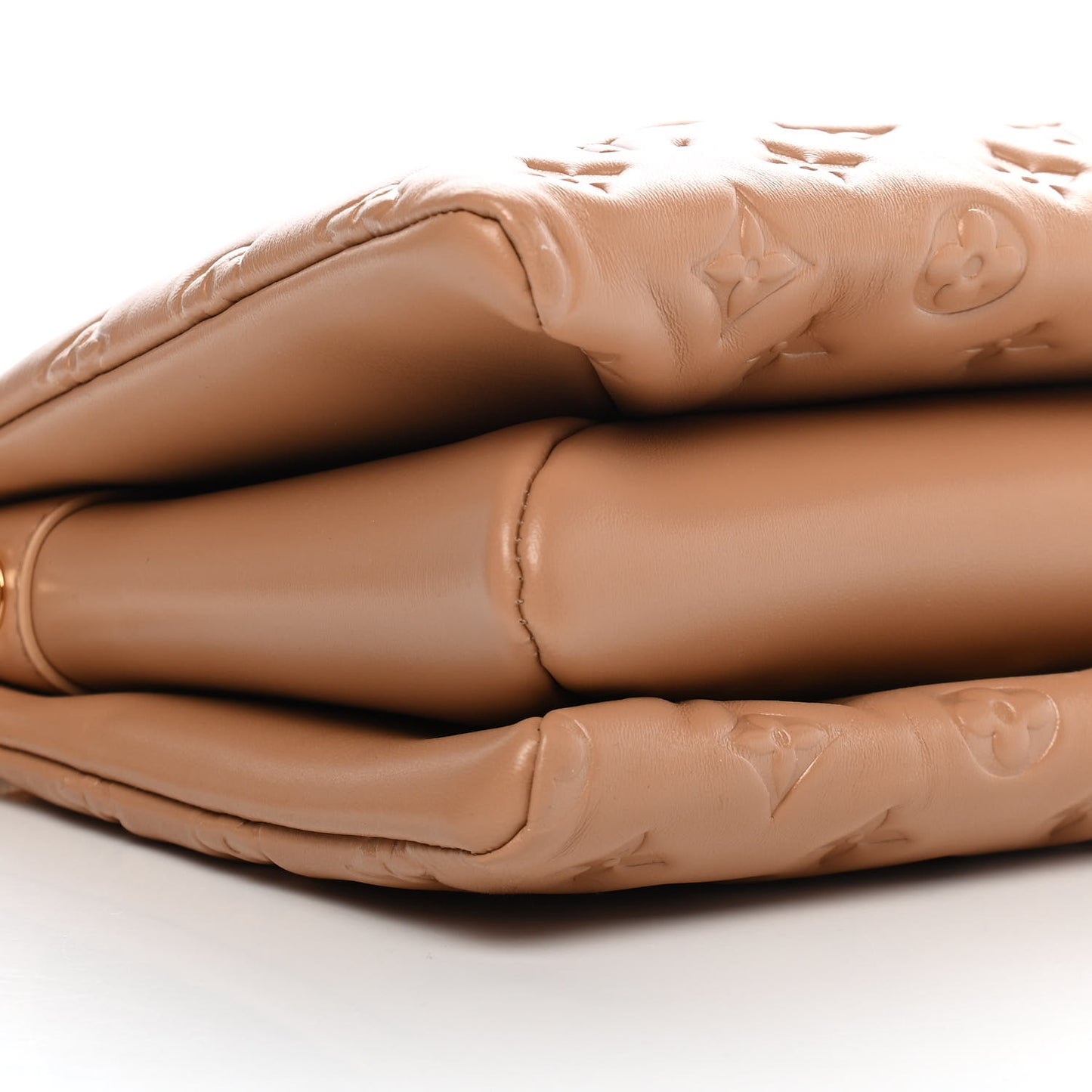 Lambskin Embossed Monogram Coussin PM Camel