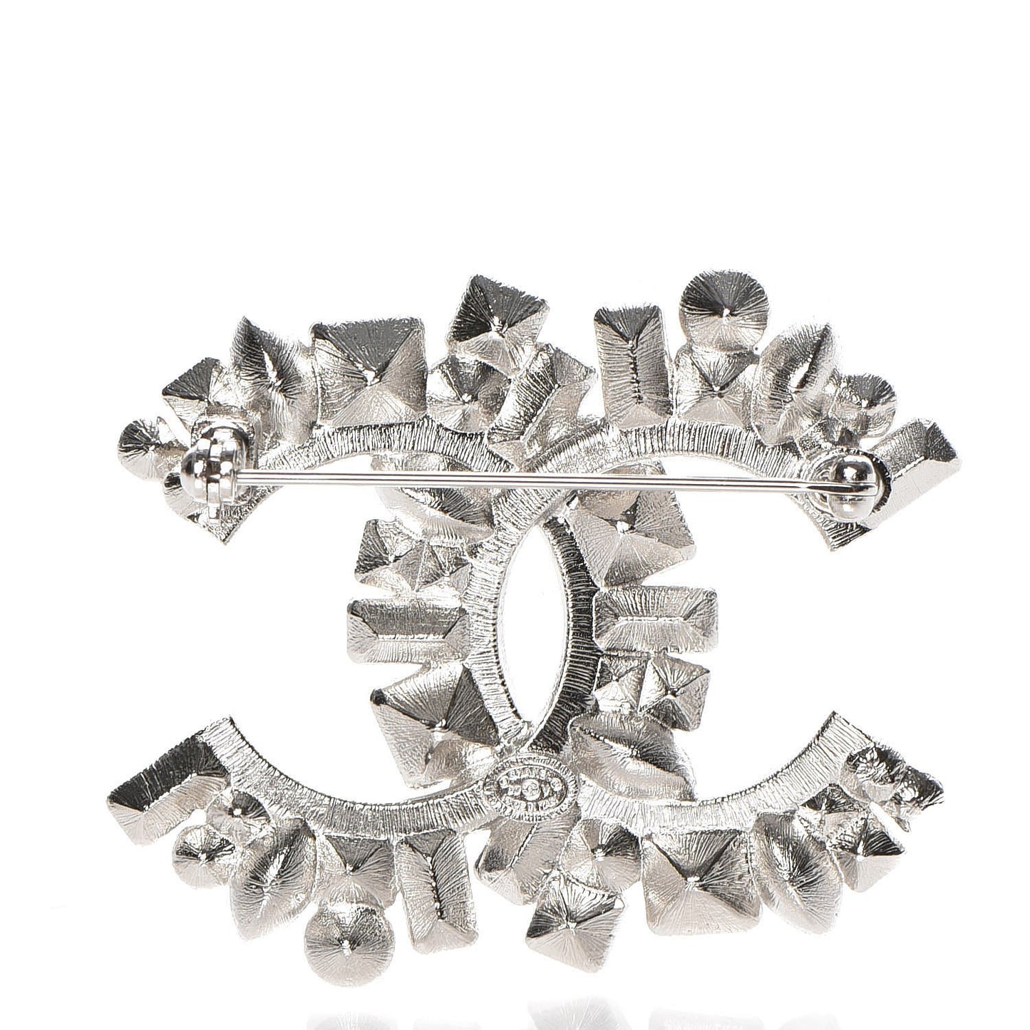 Baguette Crystal CC Brooch Black Silver