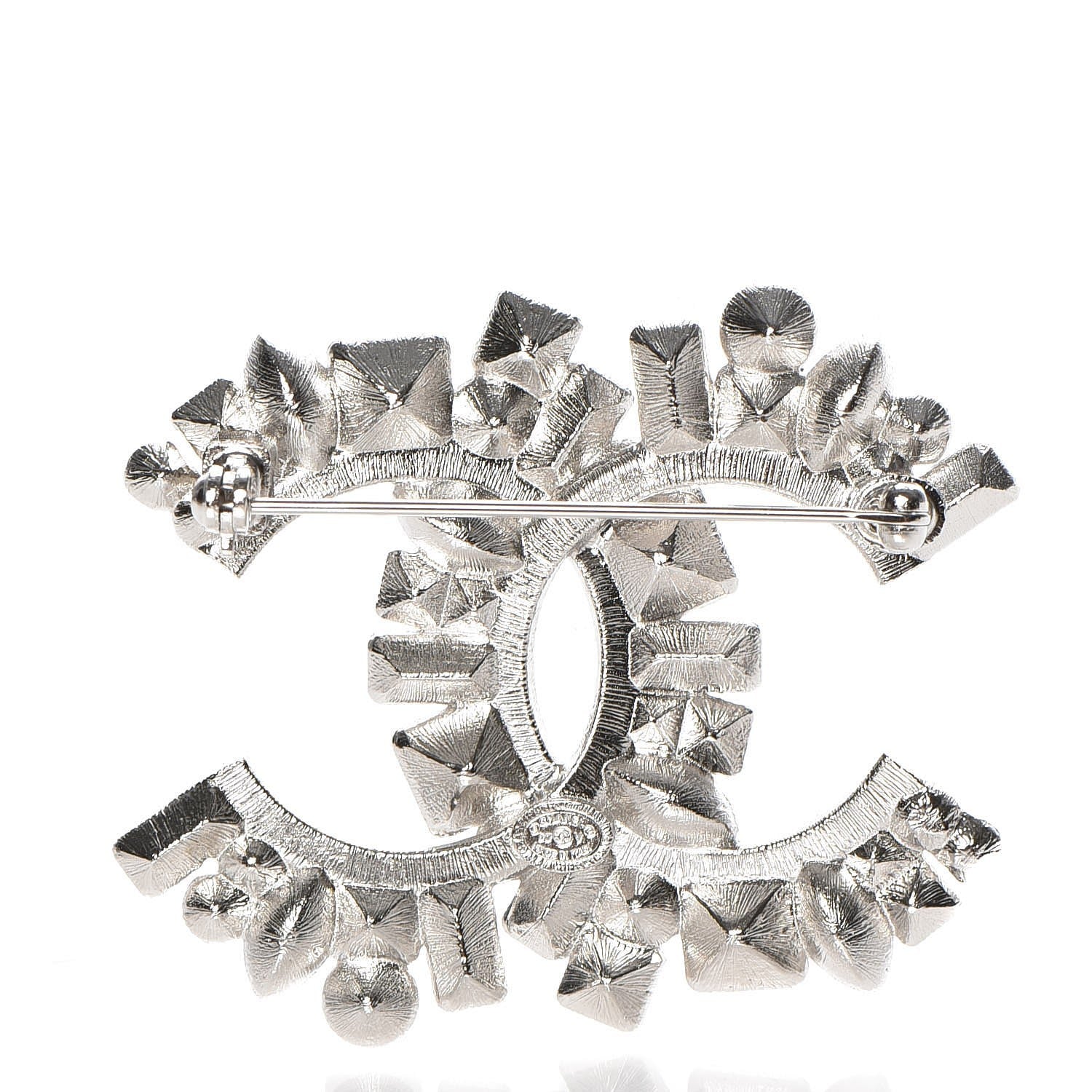 Chanel Baguette Crystal CC Brooch Black Silver 2 of 4