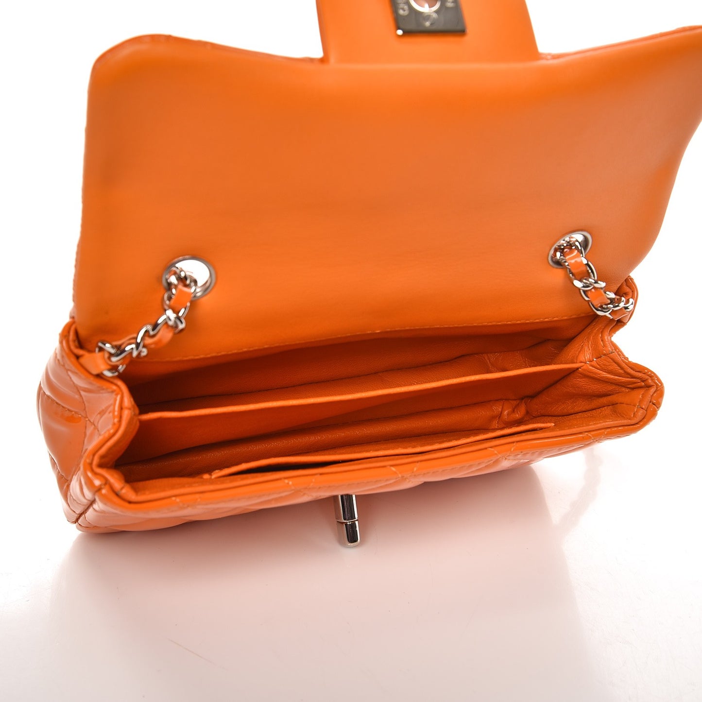 Patent Quilted Extra Mini Flap Orange