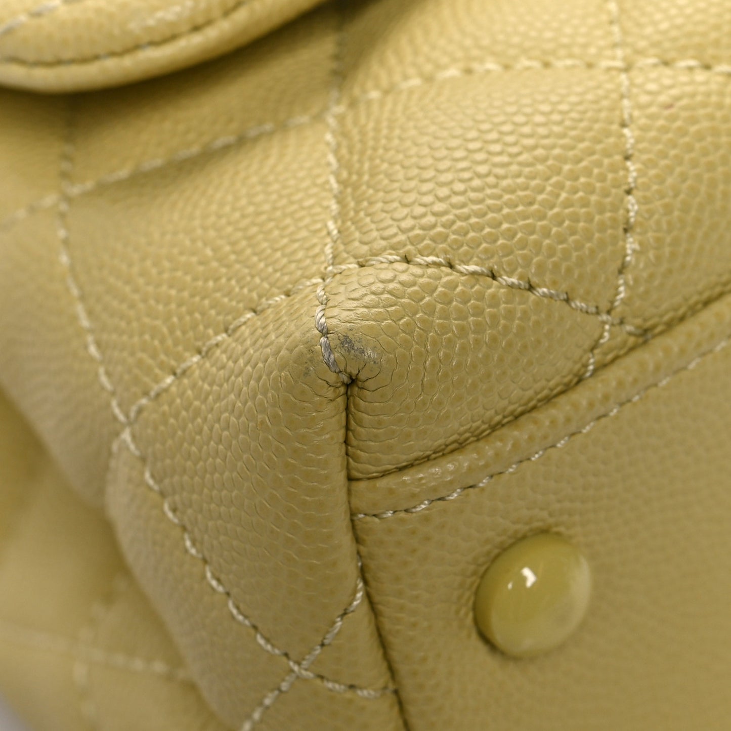 Caviar Quilted Incognito Extra Mini Coco Handle Flap Light Yellow