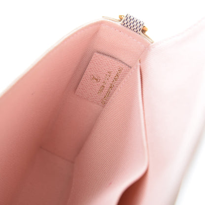 Louis Vuitton Damier Azur Pochette Felicie Chain Wallet Rose Ballerine 7 of 15