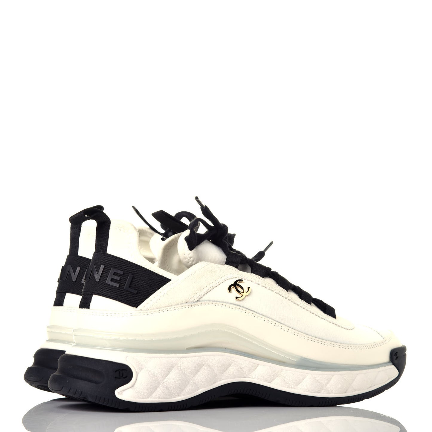 Velvet Calfskin Mixed Fibers CC Sneakers 40 Ivory
