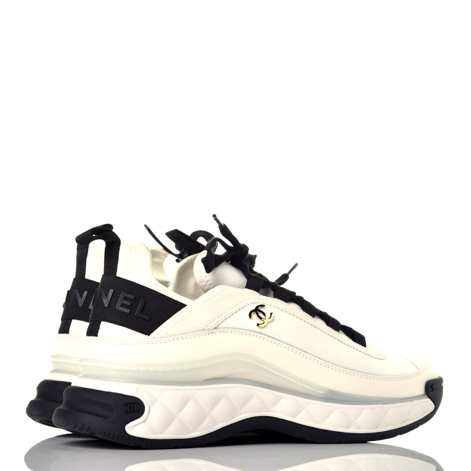 Chanel Velvet Calfskin Mixed Fibers CC Sneakers 40 Ivory 4 of 9
