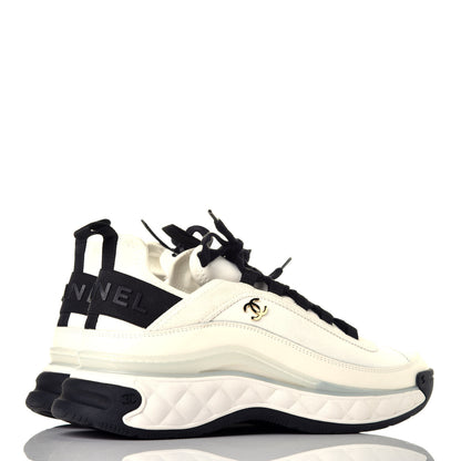 Chanel Velvet Calfskin Mixed Fibers CC Sneakers 40 Ivory 4 of 9