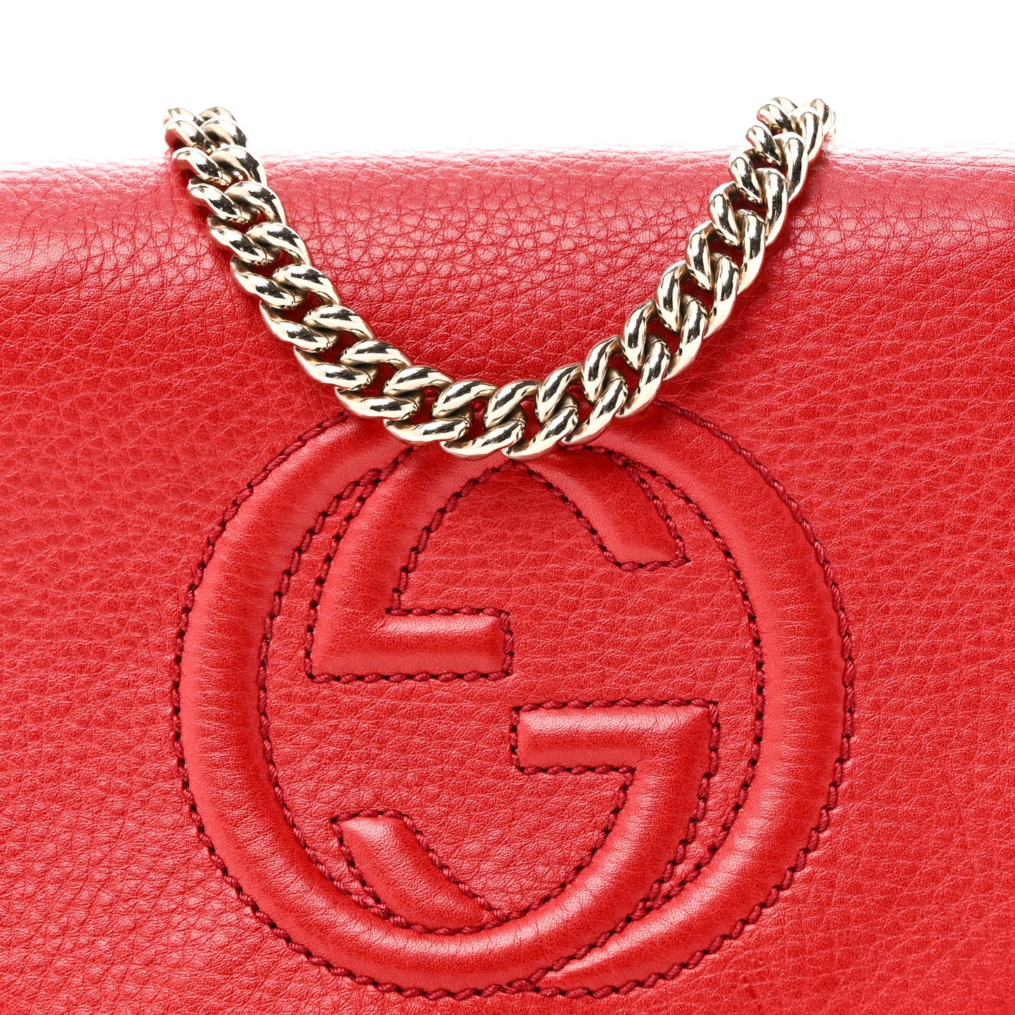 Pebbled Calfskin Small Soho Flap Crossbody Red