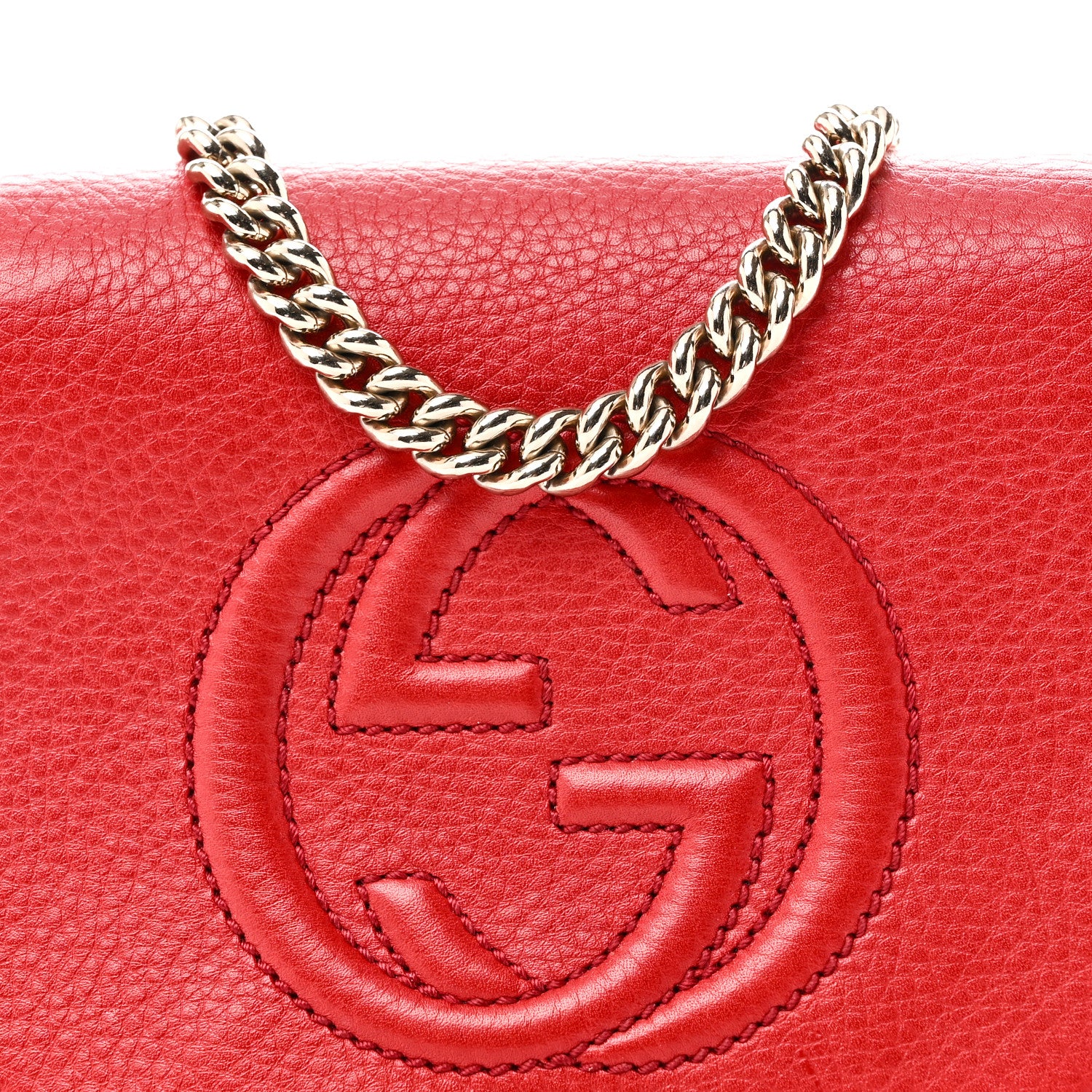 Gucci Pebbled Calfskin Small Soho Flap Crossbody Red 7 of 10