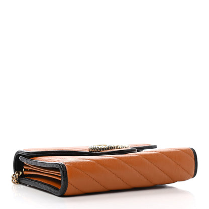 Gucci Vintage Effect Calfskin Matelasse Diagonal Torchon GG Marmont Chain Wallet Cognac 4 of 11
