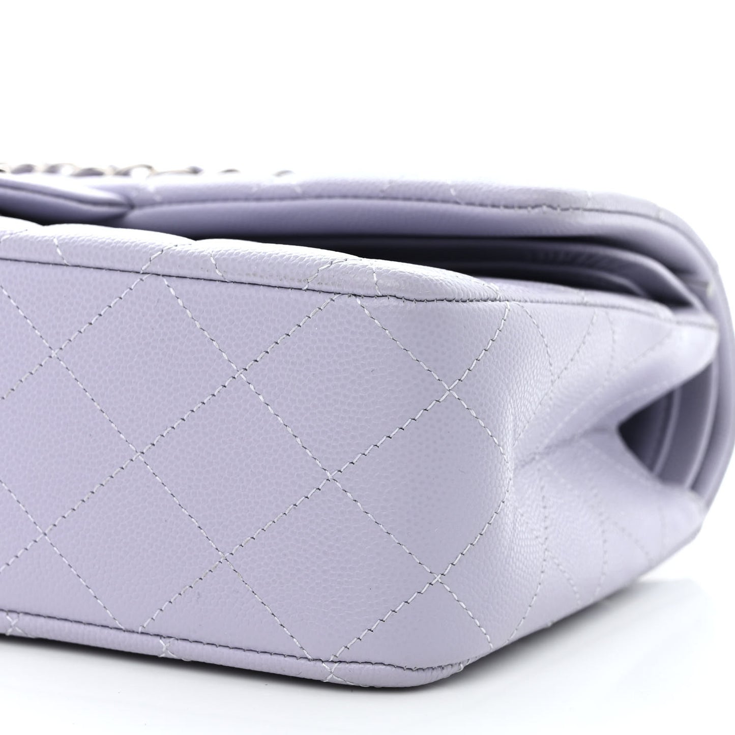 Caviar Quilted Medium Double Flap Light Purple