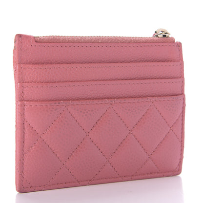 Chanel Caviar Quilted CC Zip Card Holder Pink 3 of 8