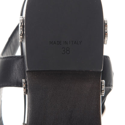 Chanel Calfskin Camellia Platform Sandals 38 Black 6 of 8