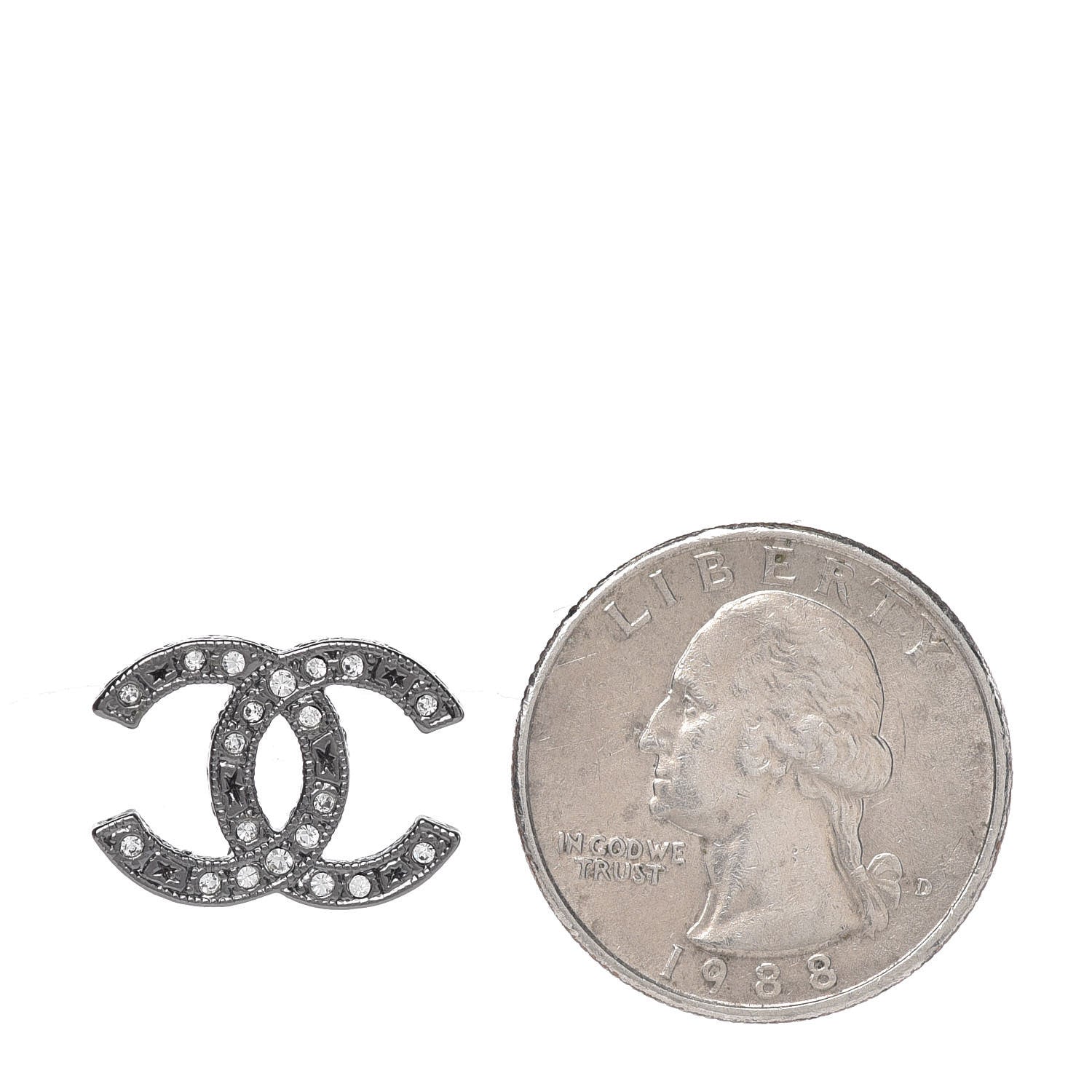 Chanel Ruthenium Crystal CC Earrings 2 of 5
