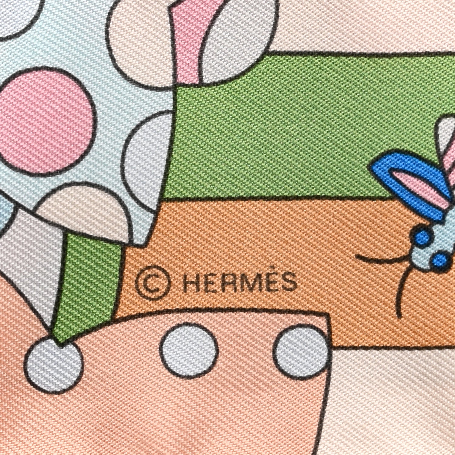 Hermes Silk Les Murmures de la Foret Twilly Beige Rose Bleu 3 of 4