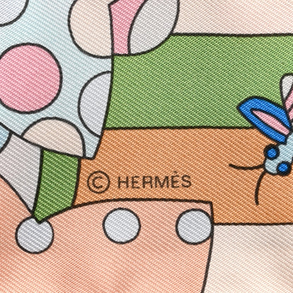 Hermes Silk Les Murmures de la Foret Twilly Beige Rose Bleu 3 of 4