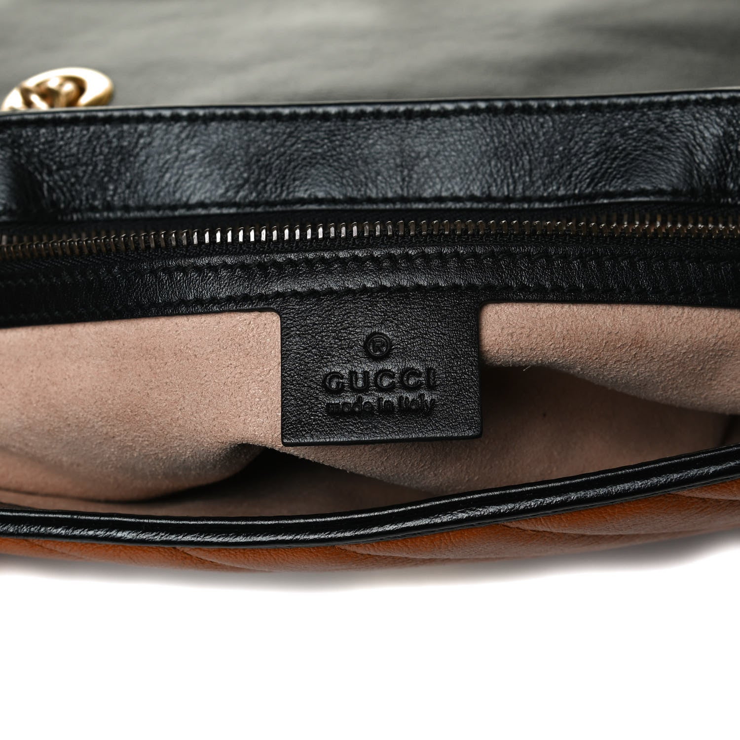 Gucci Vintage Effect Calfskin Matelasse Diagonal Small Torchon GG Marmont Shoulder Bag Cognac Black 6 of 13