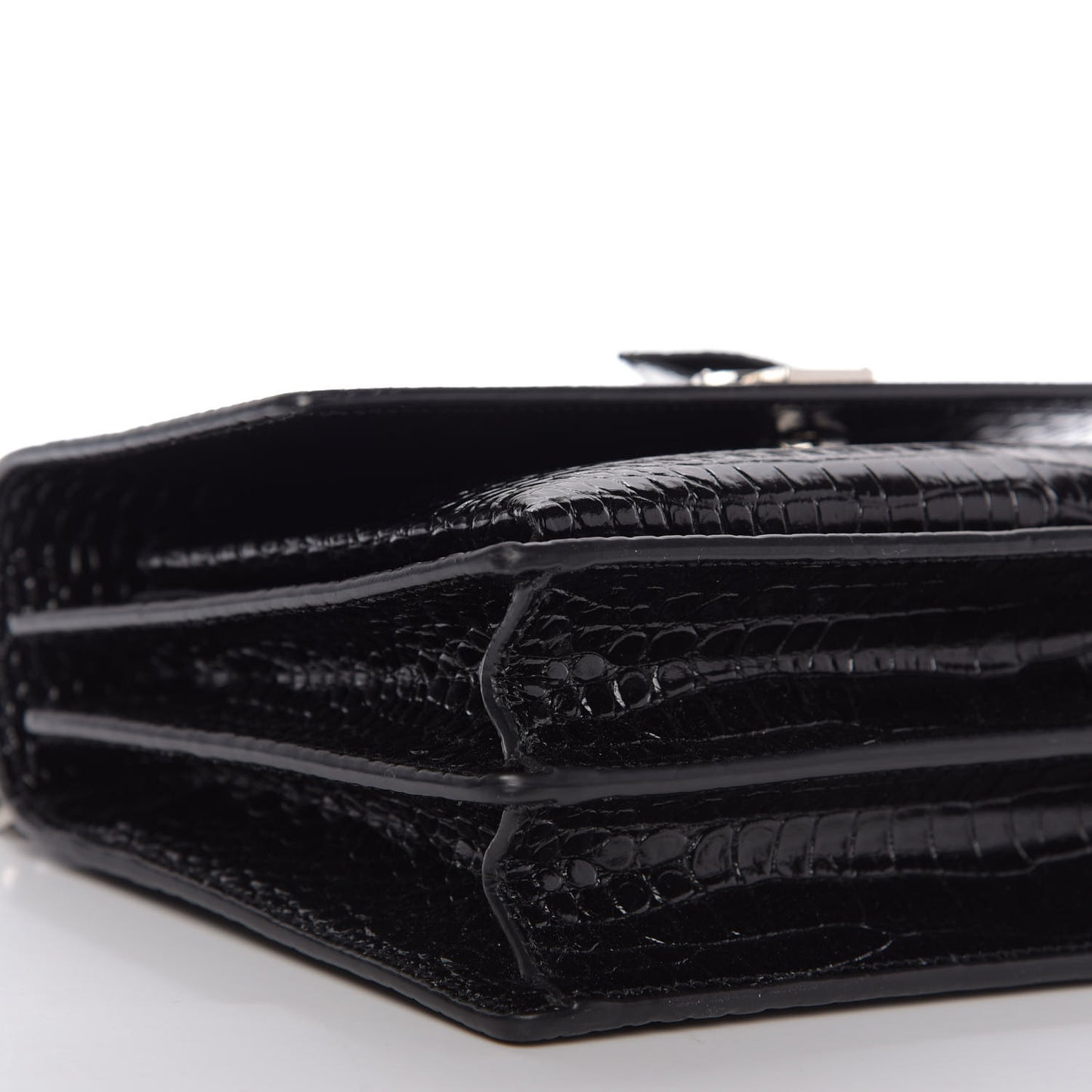 Calfskin Crocodile Embossed Medium Monogram Sunset Black