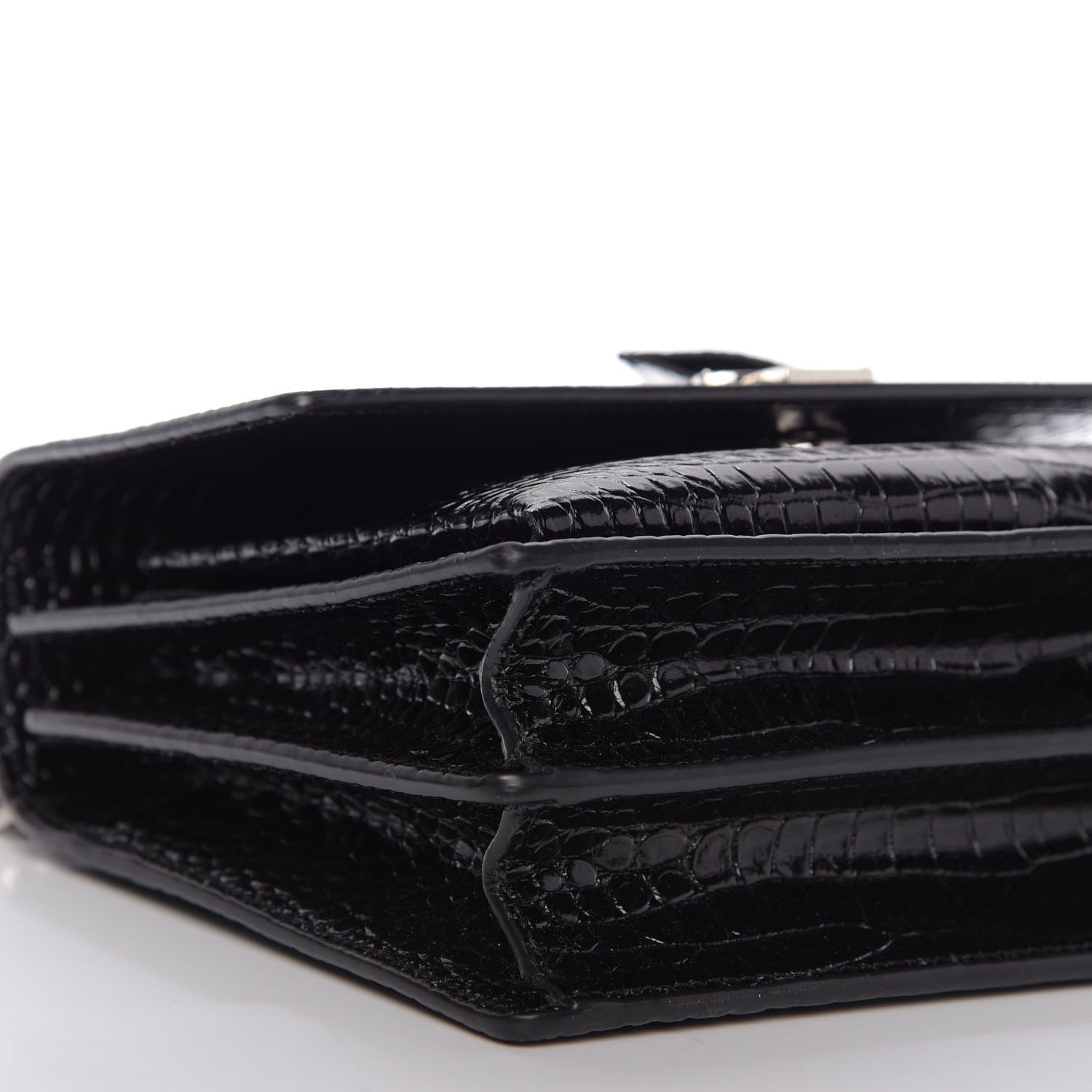 Saint Laurent Calfskin Crocodile Embossed Medium Monogram Sunset Black 6 of 10