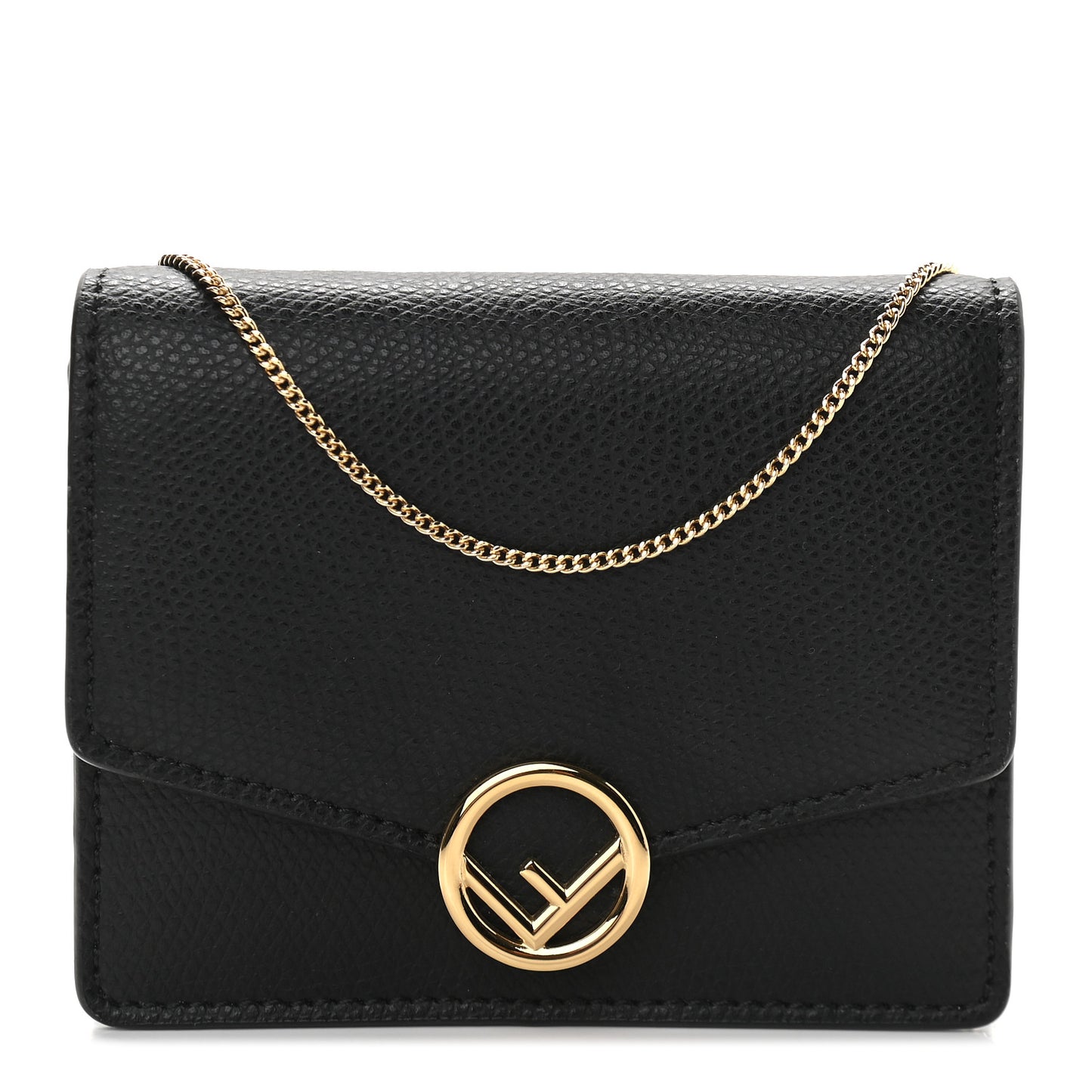 Vitello Cruise F is Fendi Geometric Flap Wallet on Chain Black