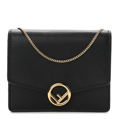 Fendi Vitello Cruise F is Fendi Geometric Flap Wallet on Chain Black 1 of 9