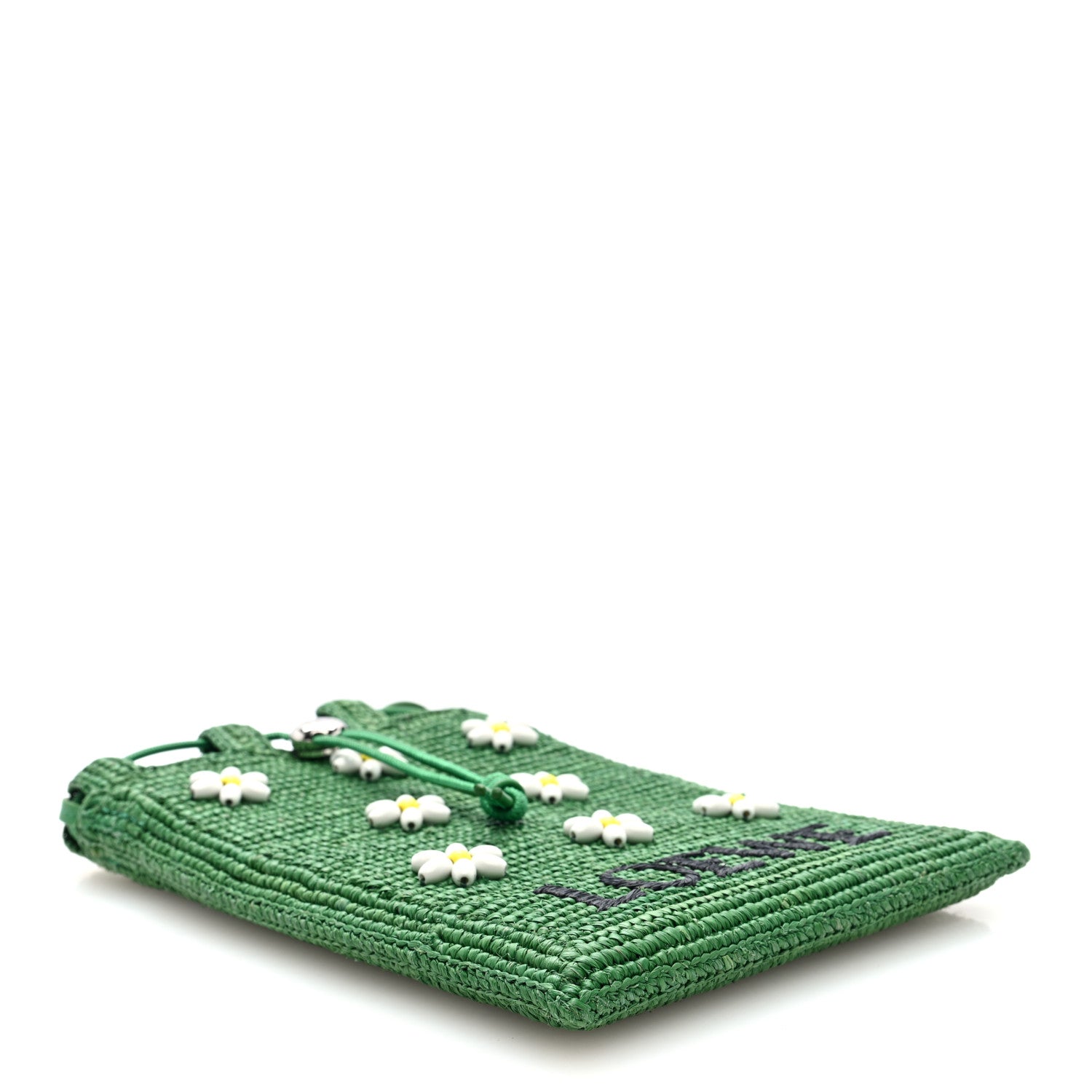 Loewe Raffia Beaded Drawstring Pocket Crossbody Tropical Green White 4 of 10