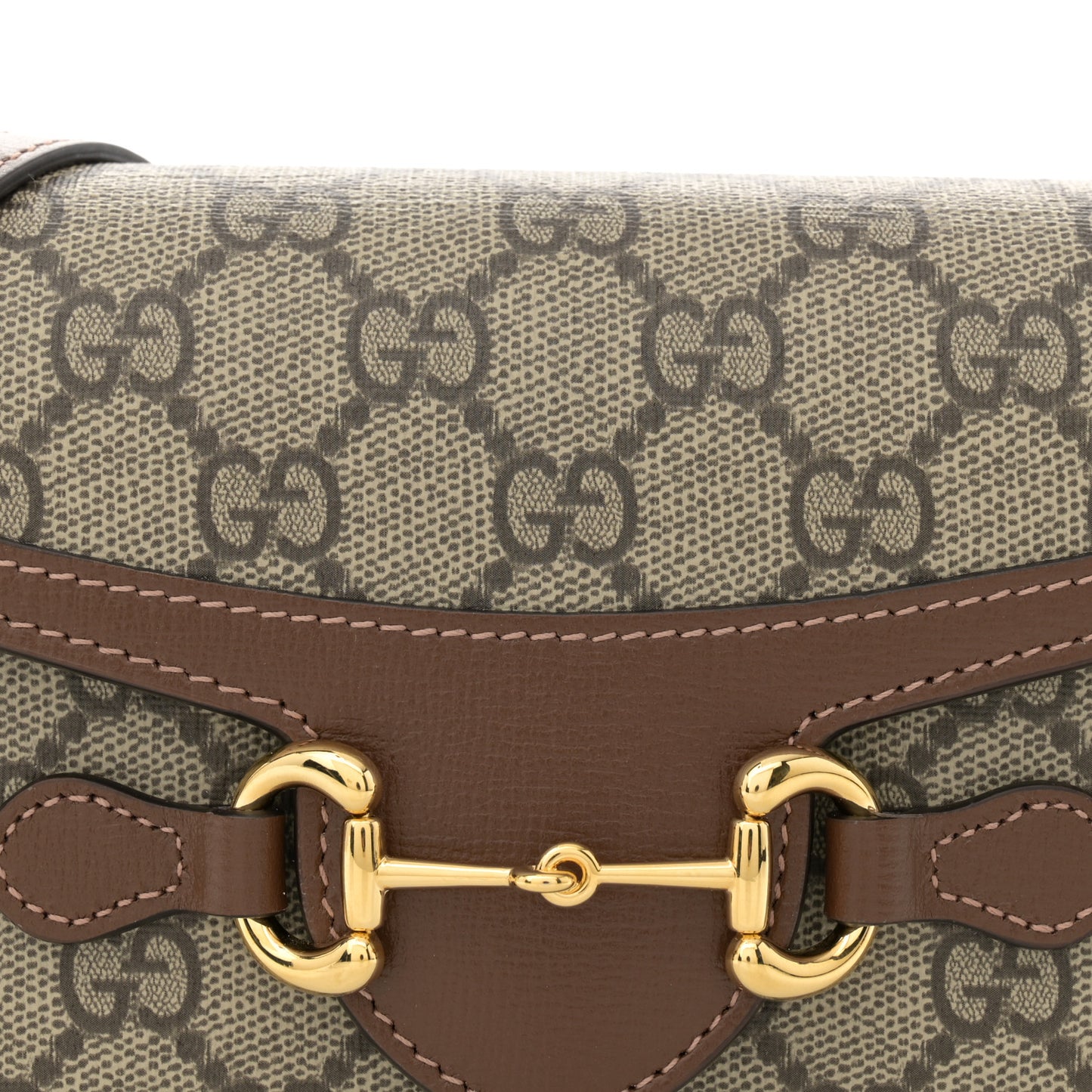 GG Supreme Monogram Mini Horsebit 1955 Shoulder Bag Beige Brown Sugar