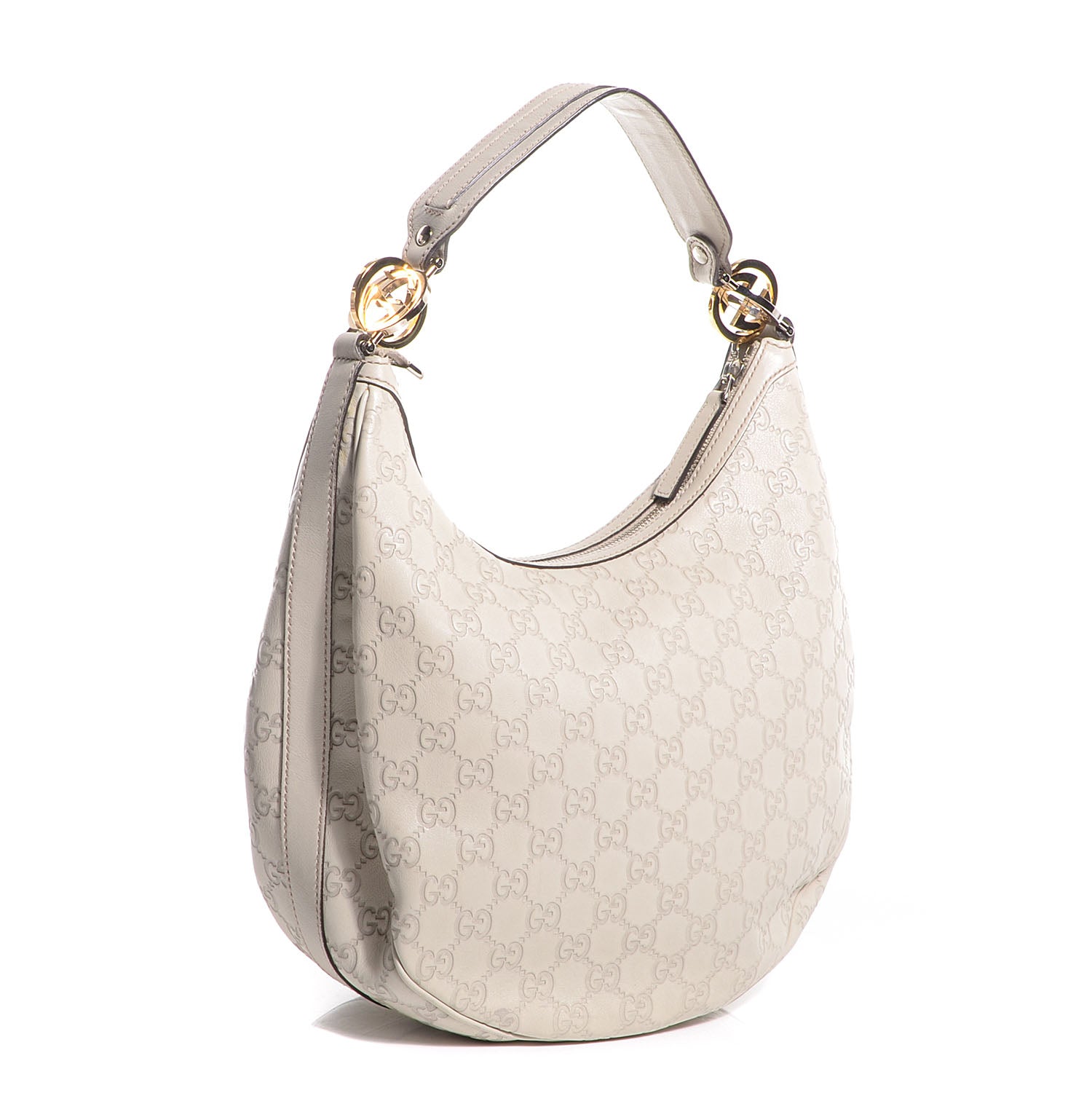 Gucci Guccissima GG Twins Medium Hobo Off White 3 of 8