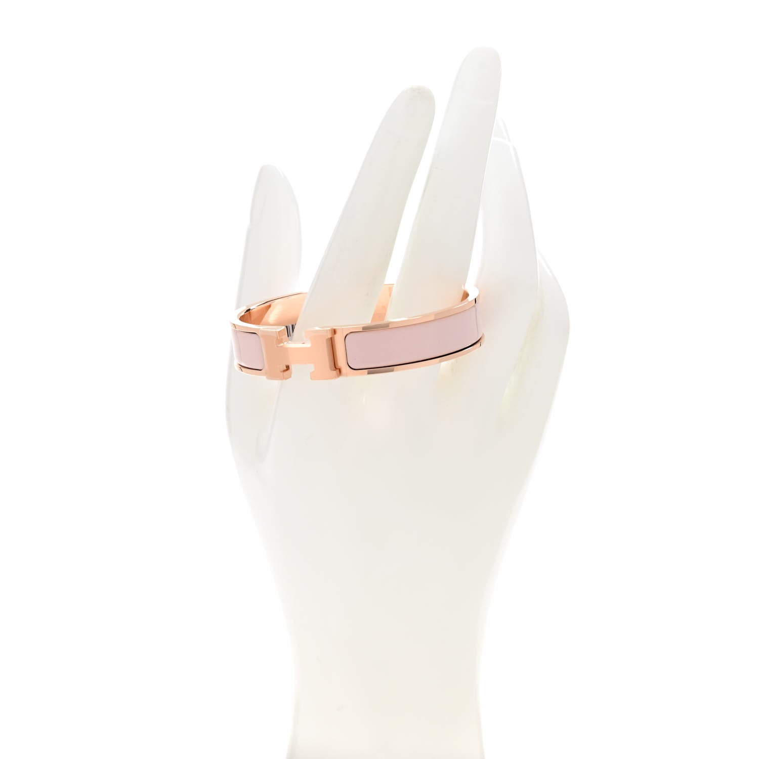 Hermes Enamel Narrow Clic Clac H Bracelet PM Rose Candeur 2 of 5