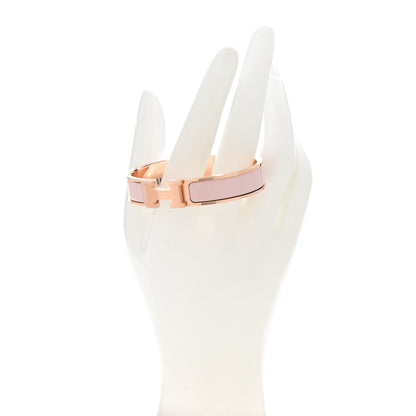 Hermes Enamel Narrow Clic Clac H Bracelet PM Rose Candeur 2 of 5