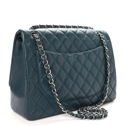 Chanel Lambskin Quilted Maxi Double Flap Blue 3 of 10