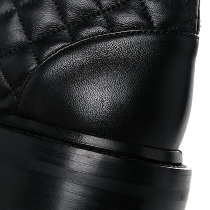 Chanel Shiny Lambskin Quilted Lace Up Combat Boots 39.5 Black 9 of 12