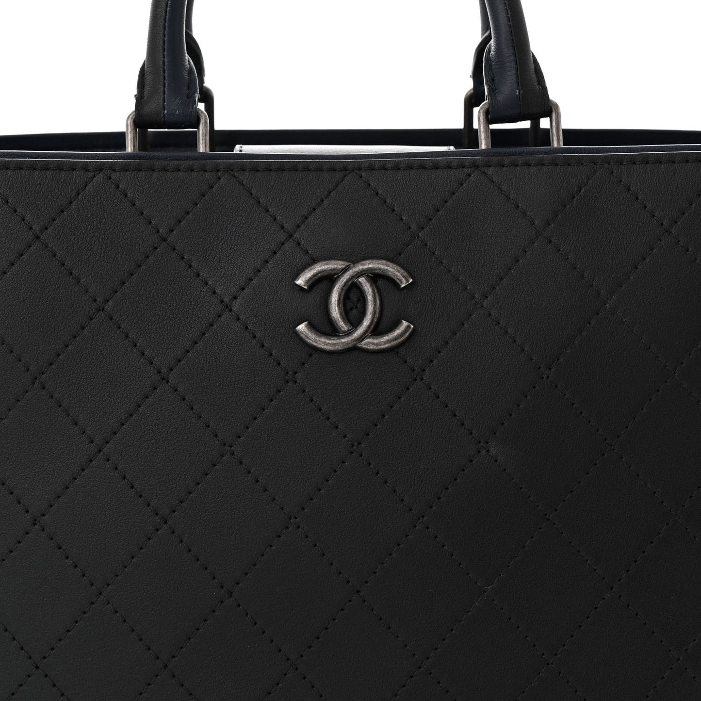 Bullskin Stitched Large Bi-Color Shopping Tote Black Blue
