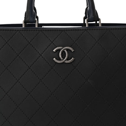 Chanel Bullskin Stitched Large Bi-Color Shopping Tote Black Blue 8 of 11