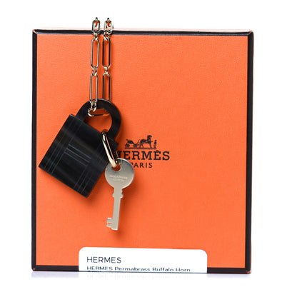 Hermes Permabrass Buffalo Horn Amulette Padlock PM Pendant Necklace 6 of 6