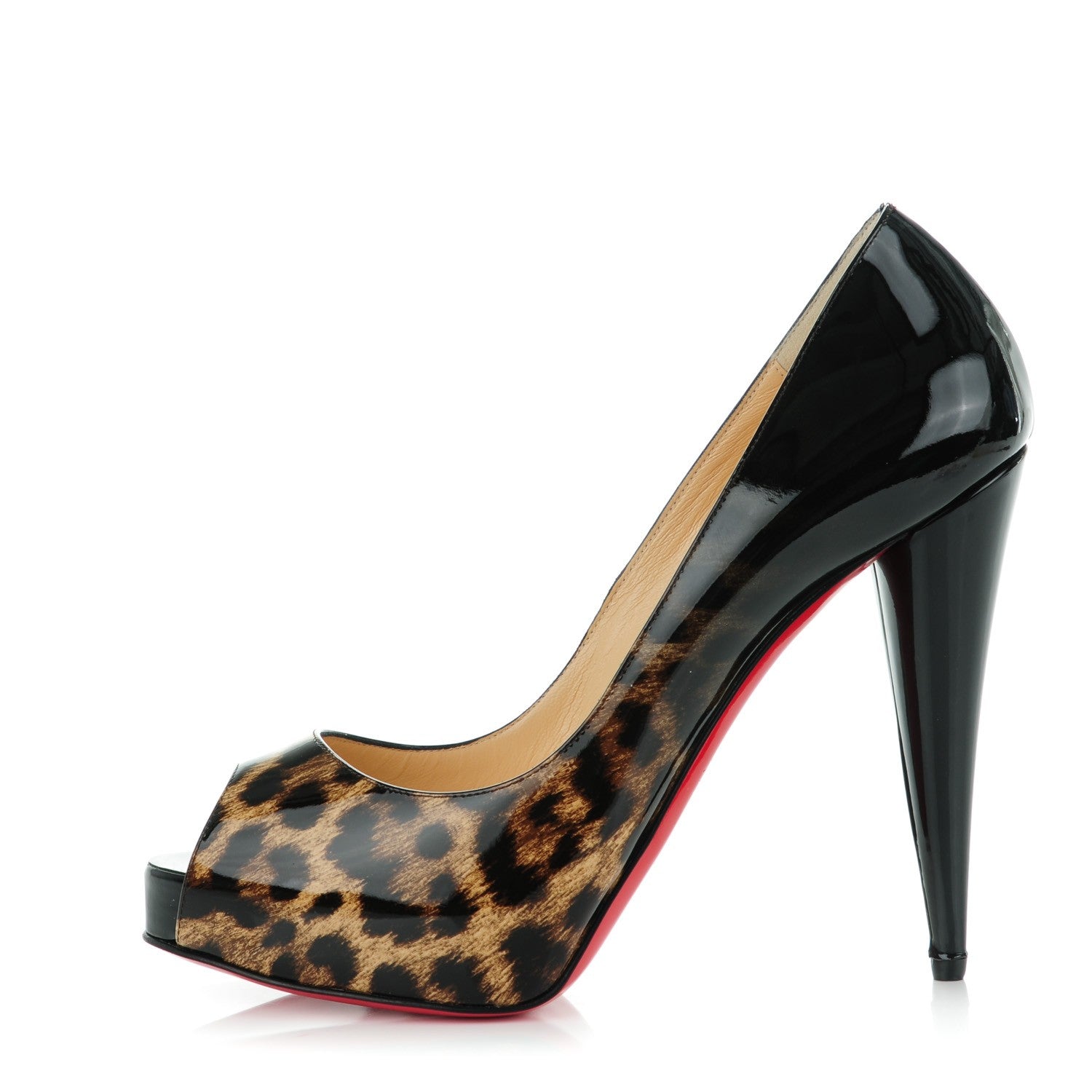 Christian Louboutin Patent Degrade Leopard Very Conic 120 Pumps 37.5 Black 1 of 8
