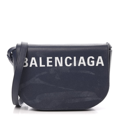 Balenciaga Grained Calfskin Logo Print S Ville Day Bag Bleu Canopee 1 of 16