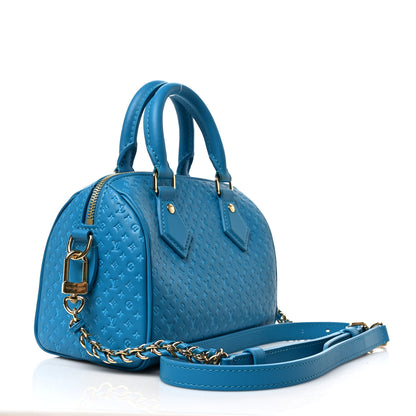 Louis Vuitton Calfskin Nanogram Embossed Speedy Bandouliere 20 Blue 3 of 8