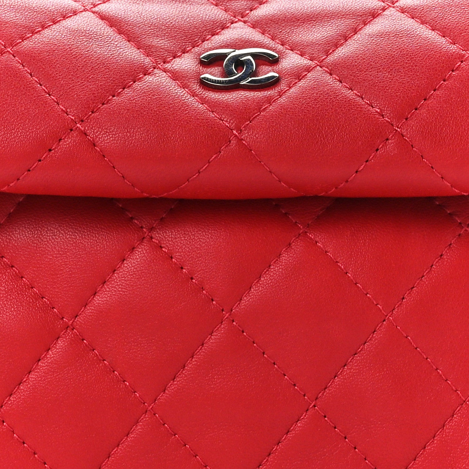 Chanel Lambskin Quilted Mini Roll Clutch Red 8 of 10